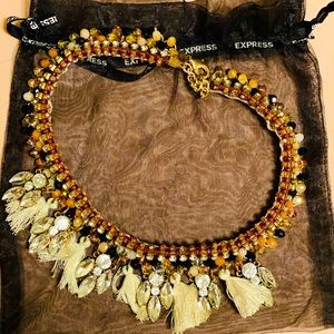 Express black and brown jewel necklace